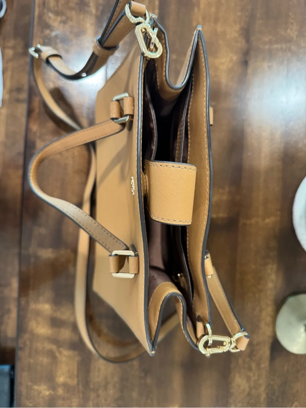 Tory Burch Camel/Tan Leather Structured Crossbody Tote